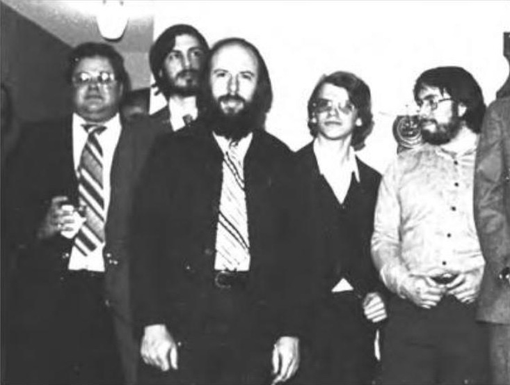 Apple CEO Mike Scott, Steve Jobs, Jef Raskin, Chris Espinosa and Woz, 1978