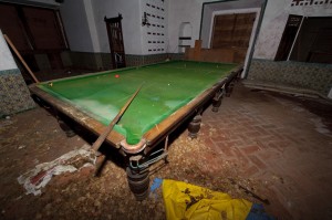 Billiard room in the abandoned Woodside mansion