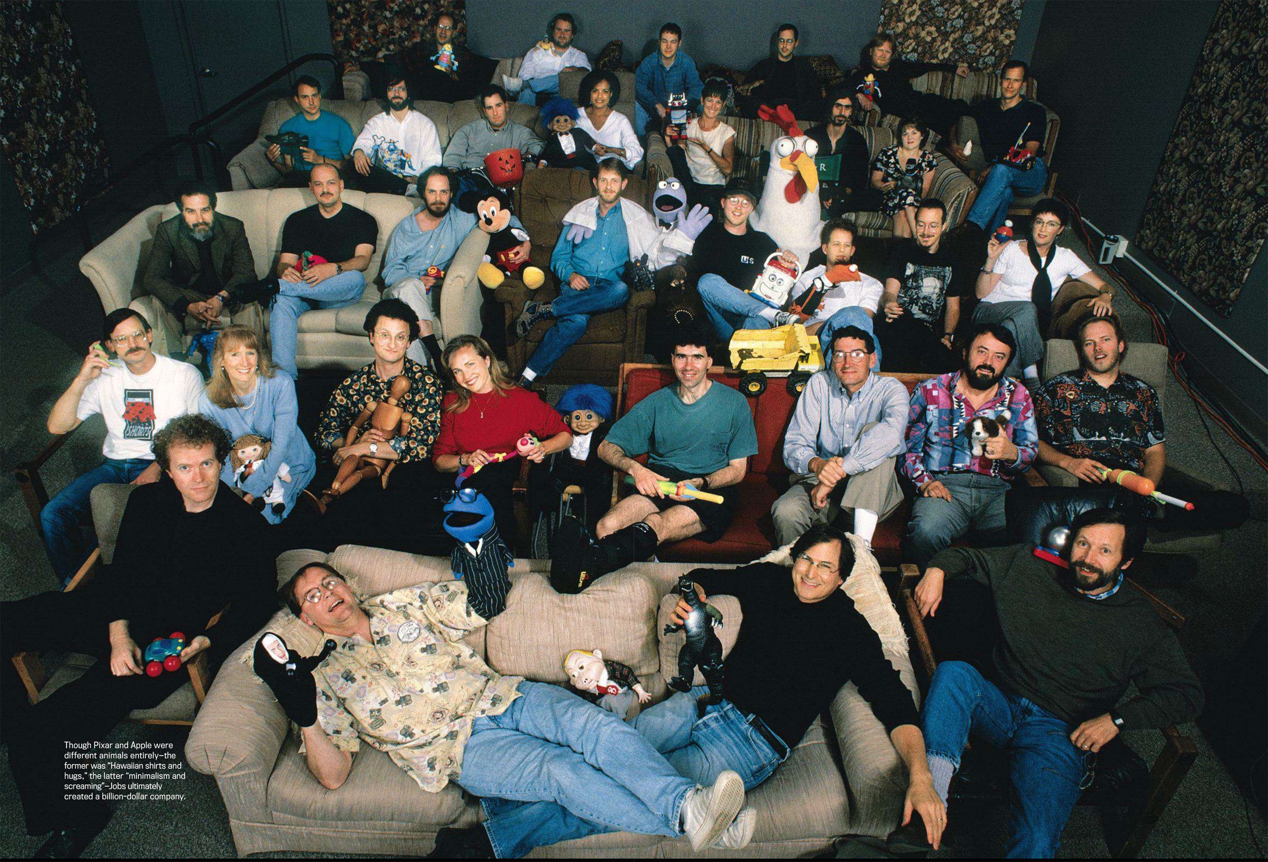 Steve Jobs and the Pixar team, 1995