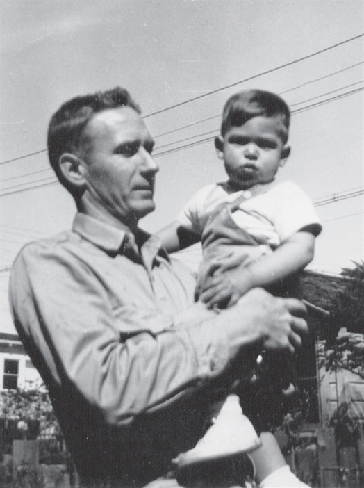 Paul Jobs and his young son Steve, age 2, 1957