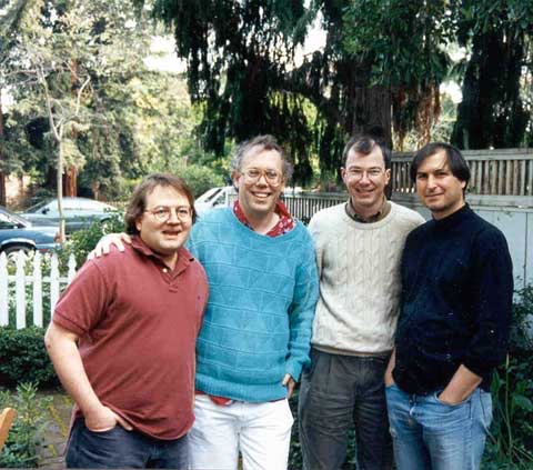 Andy Hertzfield, Bill Atkinson, Bud Tribble and Steve Jobs, 6 Apr 1993