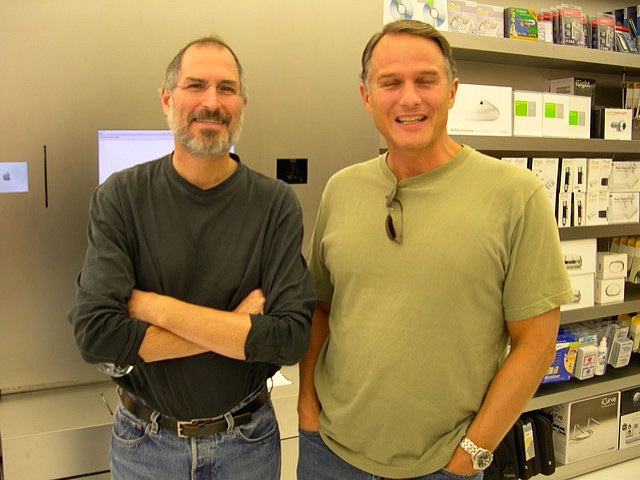 Steve Jobs and Dan'l Lewin, one of the NeXT cofounders, 16 Oct 2004