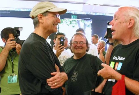 Steve Jobs, Andy Hertzfeld and Bill Atkinson at the iPhone Launch in Palo Alto, 29 Jun 2007