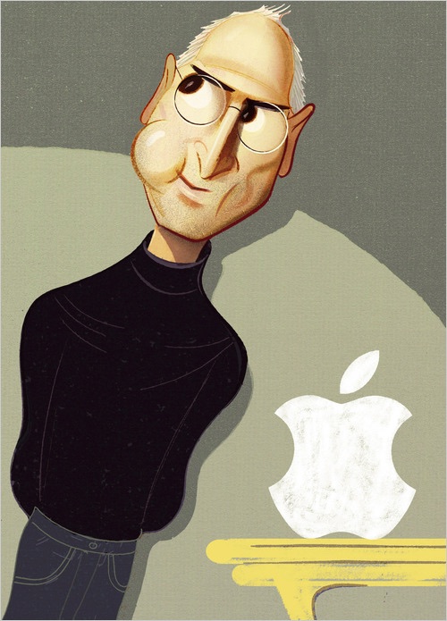 Caricature of Steve Jobs by Eric Palma for The New York Times
